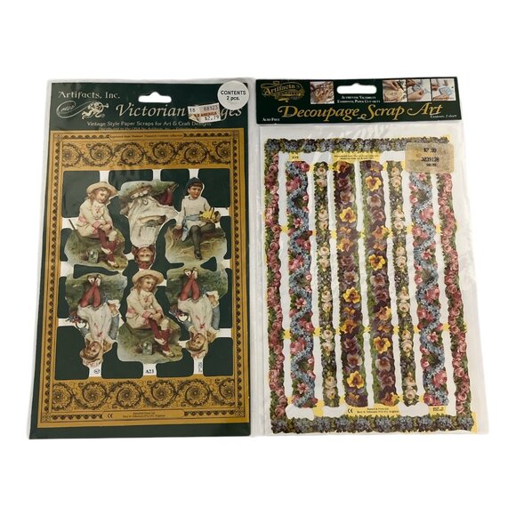 VTG Victorian Scrap Reliefs Decoupage Art Lot 2 Packs Embossed Paper Cutouts Cra - Picture 1 of 5